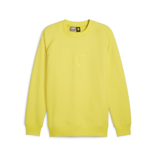 PUMA Mens Scuderia Ferrari Race Shield Crew Neck Sweatshirt Casual - Yellow