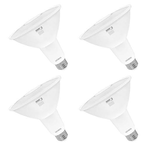 LUXRITE PAR38 LED Flood Light Bulb, 90W Equivalent, 5 Color Selectable 2700K-5000K, 1200 Lumens, 13W, Dimmable LED Spotlight Bulb, Damp Rated, ETL Listed, E26 Base - Indoor Outdoor (4 Pack)
