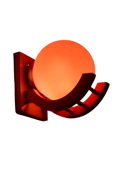 ONECYA ROYAL FANCY Traditional Indoor Wall Light Brown Color Globe Shape E27 Holder Upto 100-Watts Made in India (Bulb Not Included) Pack of 1(Wood) (Color Orange, 1)