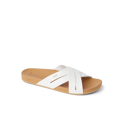 Reef Cushion Spring Bloom Womens Fashion Slide Sandal, Ultra Soft Cushion Footbed, White/Tan, 6 - image 4