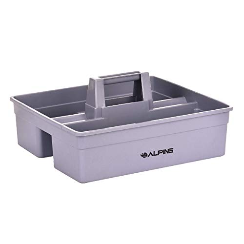 Alpine Industries 3-Compartment Plastic Cleaning Caddy â€“ Commercial Quality Plastic Tool Organizer w/Handle for Cleaning Bathroom Floors & Windows (Large)