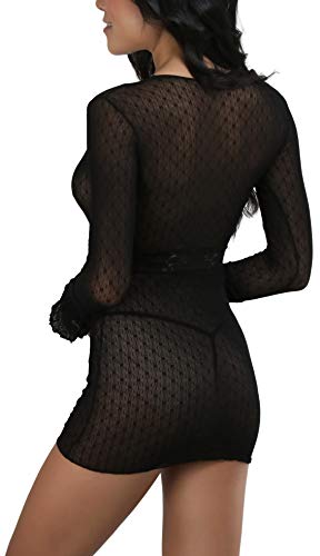 Image of ToBeInStyle Women's Stretch See Through Fishnet Novelty Mini Rave Party Dress
