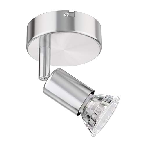 ledscom.de Leselampe Bettleuchte LUNARA, Edelstahl, chrom matt, inkl. LED GU10 Lampe (warmweiß, 2,339W, 227lm, 110°)