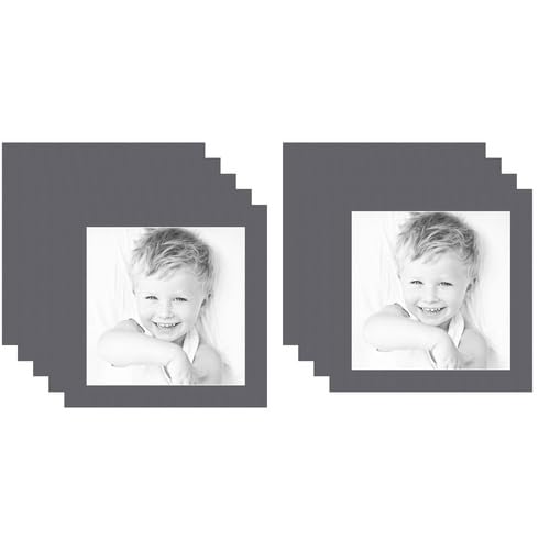 12x12 Granite/Mountain Grey Custom Mat for Picture Frame with 8x8 Opening Size (Mat Only, Frame NOT Included) - 9 Pack