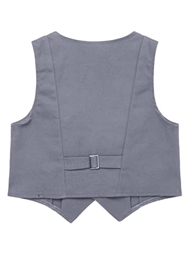 Choomomo Boys Classic Fit Suit Vest V-Neck Single-Breasted Dressy Waistcoat Sleeveless Jacket Top2
