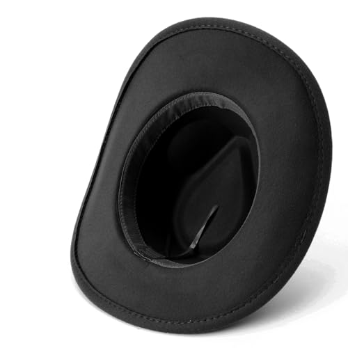 Image of DRESHOW Cowboy Hat for Women and Men Western Felt Cowboy Cowgirl Hat Wide Brim Belt Buckle Retro Fedora Hats Unisex Caps