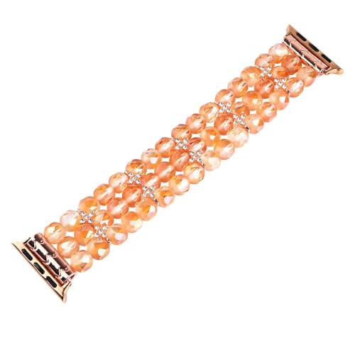 Bracelet montre perles de cristal bling-bling et cadran luxe or rose