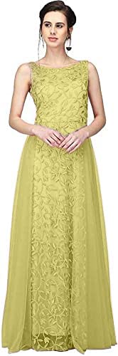 Buy PATLANI Women's Net Embroidery Aline-Flered Gown Dress for Women Full  Stitched Gown Ready to wear.(All Over-Black-S) at Amazon.in