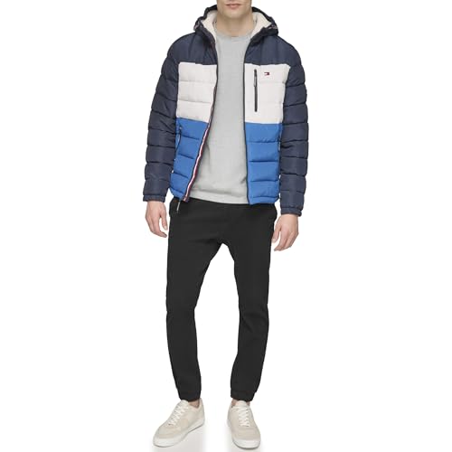 Image of Tommy Hilfiger Men's Midweight Sherpa Lined Hooded Water Resistant Puffer Jacket