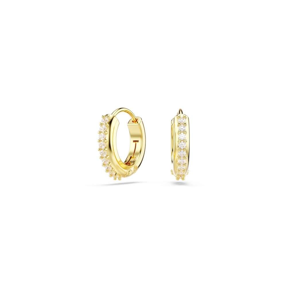 Swarovski Matrix Hoop Earrings, Clear Round Cut Crystals in a Gold-Tone Finished Setting, Part of the Swarovski Matrix Collection