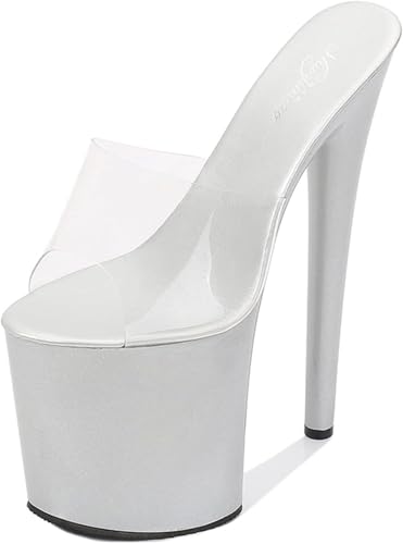 Chaussures pole dancing plateforme argentées stiletto taille 39 grande taille - 2