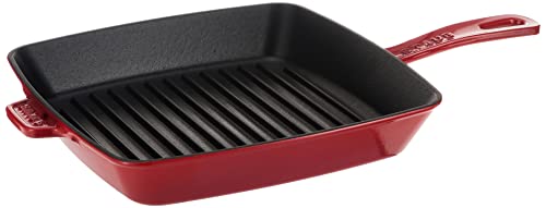 Staub Cast Iron 10-inch Square Grill Pan - Cherry, Made in France