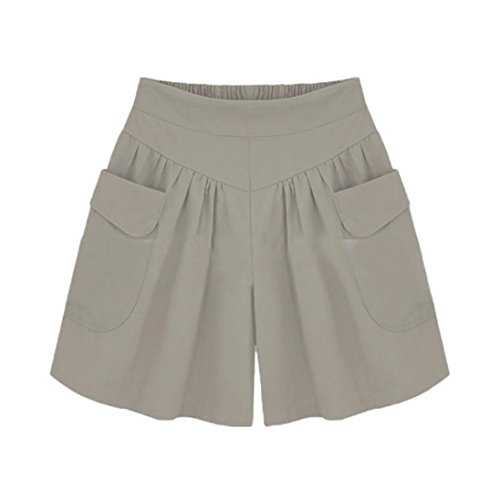 QinMM Pantalones Cortos de Suelto para Mujer Talla Grande, Leggings de Deportes Yoga Ejercicio Running pantalón (Caqui, L)