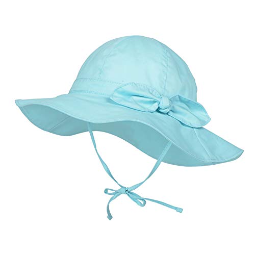 Happy Cherry - Niña Sombrero de Sol Verano con ala Bucket Hat Protector Solar Niños Bebés Gorra Pescador Cómoda Gorro con Cordón Ajustable para Playa Vacaciones - 0-12 Meses Cover