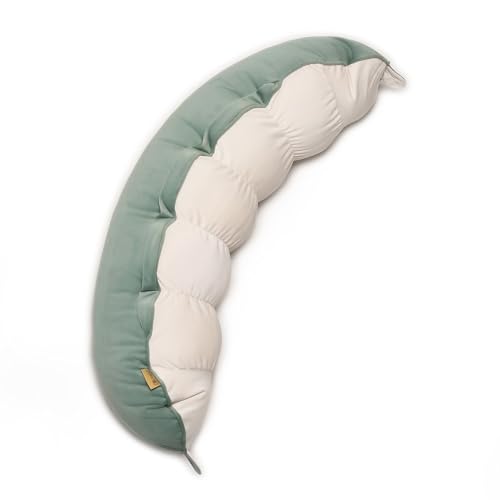 Ailuteie Peallow(Pat. Pend) Long Round Body Pillow for Adults Bolster Pillow for Sleeping Soft and Supportive Pillow for Sleeping & Lumbar Support (Green-White 29.5)