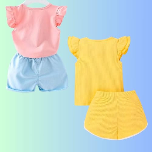 Image of 4YOU DRESSES Beautiful Cotton Blend Fabric Top and Shorts For Girls(Pack Of 2)