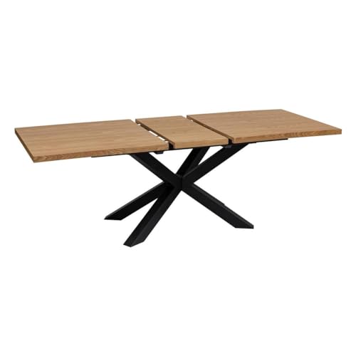 Atmosphera - Table à Manger Extensible Olaf 10 Personnes, 180/220 cm, Effet Bois et Pieds Métal Noir - pour Salon, Salle à Manger