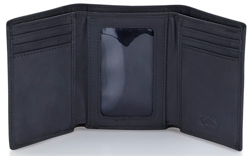 Stealth Mode Trifold RFID Blocking Leather Wallet for Men (Black)