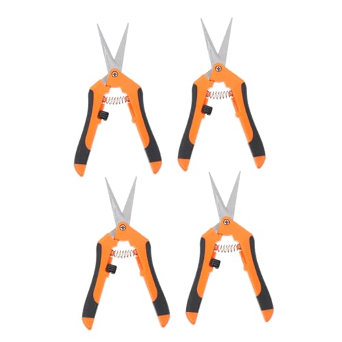 SUNCN 4個 庭ばさみ ガーデニングハンド剪定ばさみ 伸縮可能な剪定 は植物 手の 庭用ハンド トリミングは ステンレス鋼 Orange