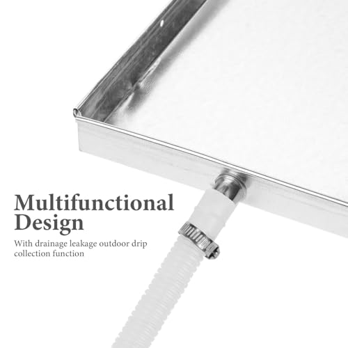 jojofuny Water-Collecting Tray Artifact - Edelstahl Auffangwanne Mit Ablauf FüR Klimaanlagen 40X40Cm Hochwertige Einfache Montage Universelle Passform FüR AußEnanlagen
