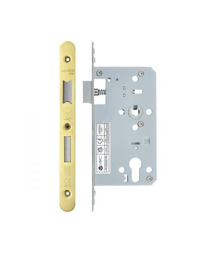 Kooples Hardware 2 Pack DIN Euro Sashlock 72mm Centres 60mm Backset Radius Faceplate Mortice Locks for Wooden Doors (PVD Gold)