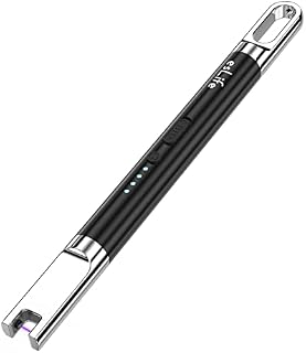 esLife X1 Electric Lighter, Micro USB Rechargeable Candle Lighter Upgraded with LED Display, Hanging Hook, Safety Lock, 7.3, Pitch Black