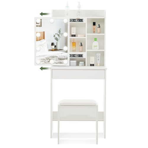 LEMROE Tocador con Espejo y Taburete Mesa