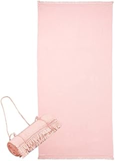 Sienna Large Beach Towels for Adults Microfibre Adjustable Drawstring Absorbent Travel Bag for Gym Camping Towel, 71 x 152cm - Blush Pink