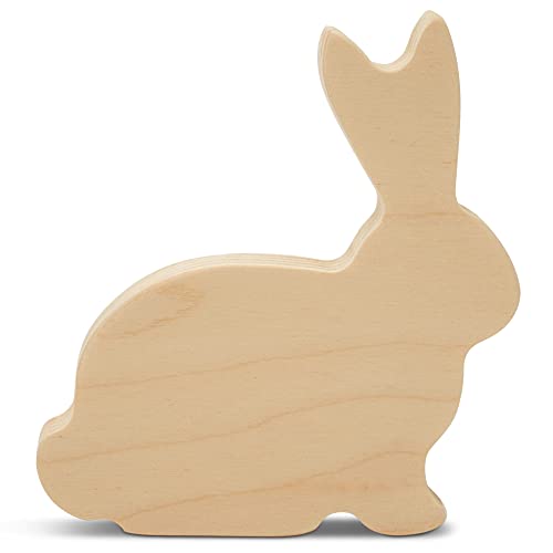 Chunky Wooden Rabbit 4-inch, Pack of 2 Unfinished Wooden Bunny Cutout for Crafts, Tiered Tray Decor & Spring Decor, by Woodpeckers