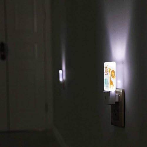 Image of LED Night Light,Cute Jungle Animal LED Night Light Plug into Wall with Dusk to Dawn Light Sensor White Energy Efficient Nightlight for Bedroom Bathroom Hallway Living Room Kitchen