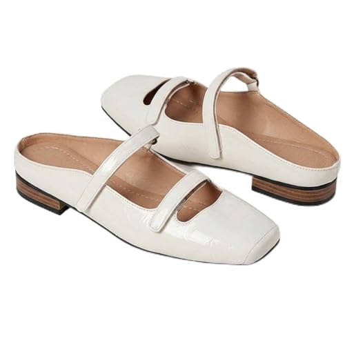 Silanway Women's Chic French Style Faux Leather Mary Jane Mules,