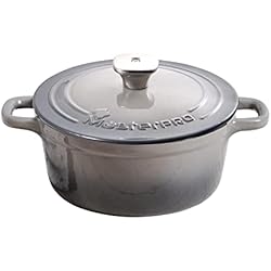 MasterPro Unique | Cacerola de Cocina de 27cm con Tapa | Color Blanco | Fabricada con Hierro Fundido | Asas Ergonómicas | Cazuela de Cocina | Compatible con Todo Tipo de Cocinas