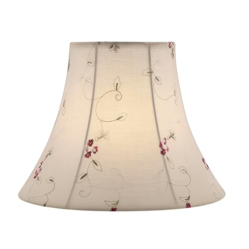 Image of Aspen Creative 30079 Transitional Bell Shape Spider Construction Lamp Shade in Apricot with Floral Design, 12 inch Wide (6 inch x 12 inch x 9 1 /2 inch)