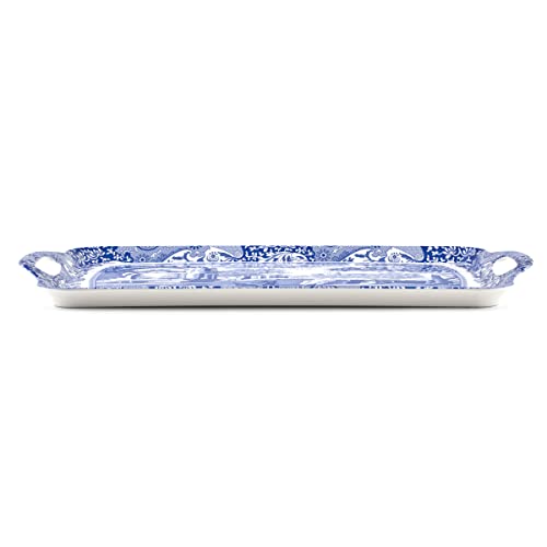 Pimpernel Spode Blue Italian Collection Large Handled Tray | Serving Tray For Lunch, Coffee, Or Breakfast | Made Of Melamine For Indoor And Outdoor Use | Measures 18.9" X 11.6" | Dishwasher Safe #TOP2