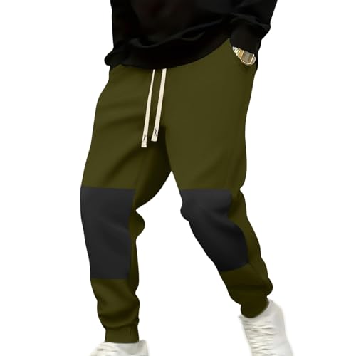 Mens Jogger Pants Casual Elastic Tapered Training Pant Drawstring Waist Patchwork Sweatpants Loose Wide Leg Trousers