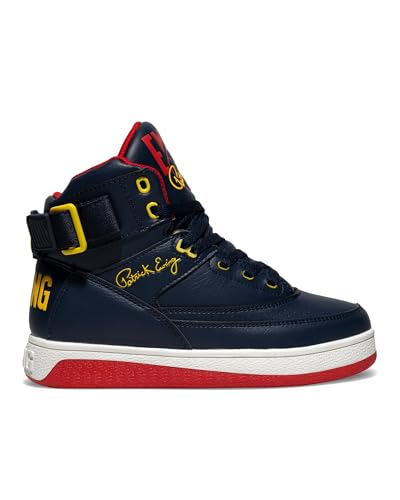 Ewing Patrick Athletics Women's 33 HI Orion Retro Sneaker – Navy/Red/Yellow/White – Vegan Upper, Reversible Ankle Strap, Full-Length Rubber Cupsole