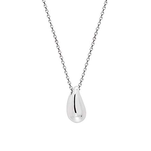 Dainty Teardrop Necklace for Women Girls Sterling Silver Minimalist Simple Tiny Oval Bead Beans Pear-Shaped Pendant Choker BFF Necklace Fashion Adjustable Chain 18