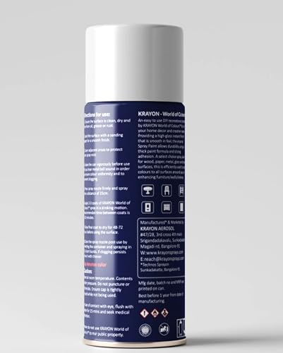 Image of BANNA Krayon Silver Acrylic Spray Paint 400 ml | Quick Dry Rust-Resistant Multi Surface Aerosol Spray Paint for Metal, Wood, Plastic, Glass, Furniture & DIY Projects