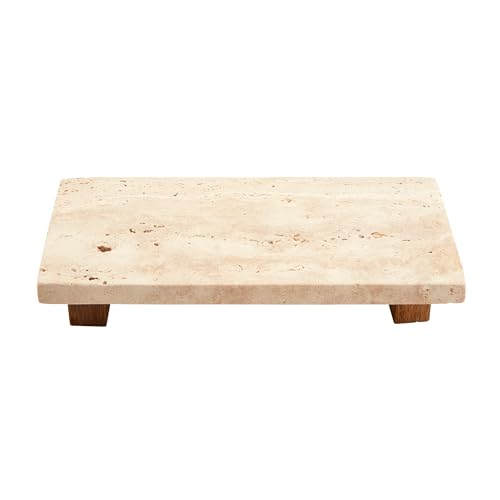 Mud Pie Small Travertine Footed Tray; 4 x 9