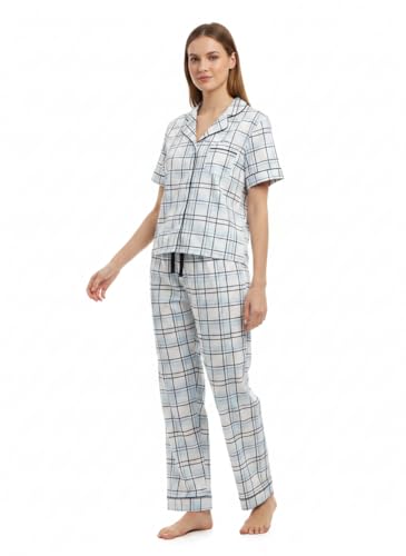 Image of NAP BOUND 100% Cotton Women Pajama Sets Button Down Short Sleeve Sleepwear Soft Pjs 2 Piece Lounge Set with Pocket XS-XXL