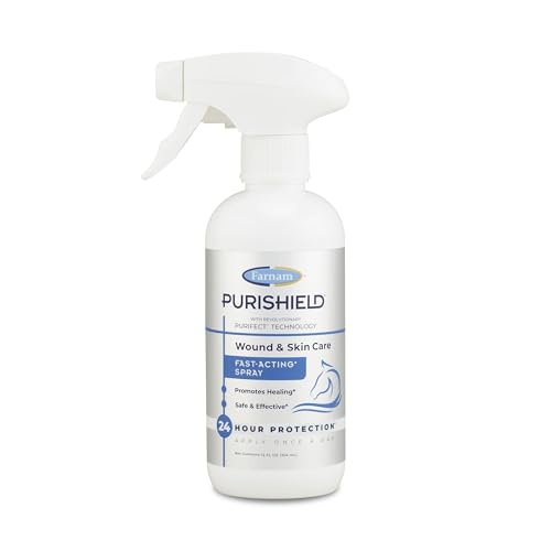 Farnam Purishield Horse Wound Care Fast-Acting Spray for Horses Dogs Cats & Livestock 24-Hour Protection* Cleans Treats and Promotes Healing*