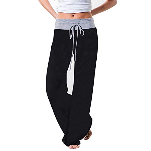 Image of iChunhua Women's Comfy Stretch Floral Print Drawstring Palazzo Wide Leg Lounge Pant