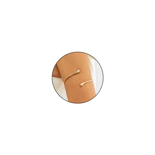 NATOSU Brazalete de oro en espiral para mujer, brazalete minimalista de lava líquida, pulsera abierta para mujer, dorado, L