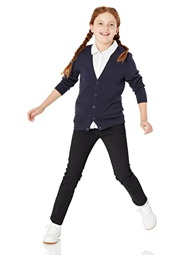 Image of Amazon Essentials Girls and Toddlers' School Uniform Straight Leg Adjustable Waist Flat-Front Chino Pants, Pack of 3