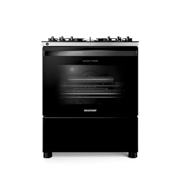 Fogão Brastemp 5 Bocas Preto Com Mesa de Vidro, Função Air Fryer e Turbo Chama - BFS5LAE 220V