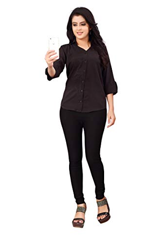 Image of DHRUVI Trendz Women's Solid Crepe Regular Fit Shirt