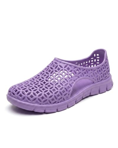 Image of Women's Hollow-Out Slip-On Sandals, Waterproof, Breathable Cutout Design, Casual Flat Shoes