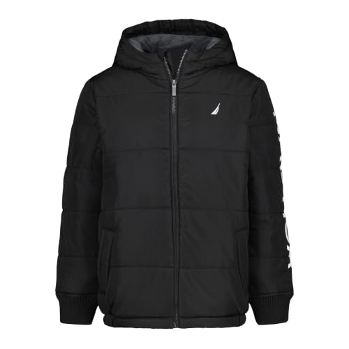Image of Nautica Boys' Heavyweight Hooded Bubble Jacket With Polar Fleece Lining