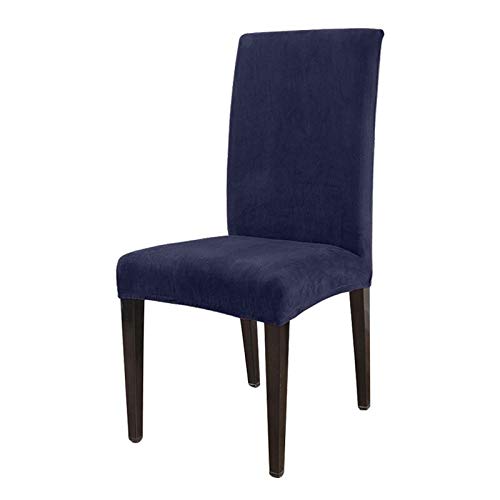 Housse de chaise de salle à manger extensibles amovibles velours bleu marine x4