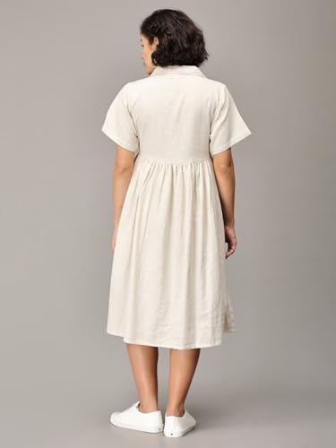 Image of The Mom Store Maternity & Nursing Midi Dress for Women | Pregnancy & Postpartum Wear | Cotton Flex Dress for New Mom | Trendy Stylish Comfortable Feeding Dress for Womens | Causal Office Formal Wear